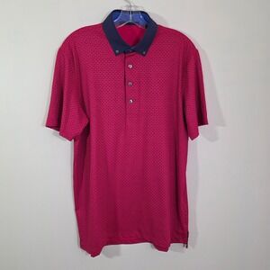 Greyson Mens Polo Shirt Geometric Pattern Performance Golf Luxury Red‎ Size M